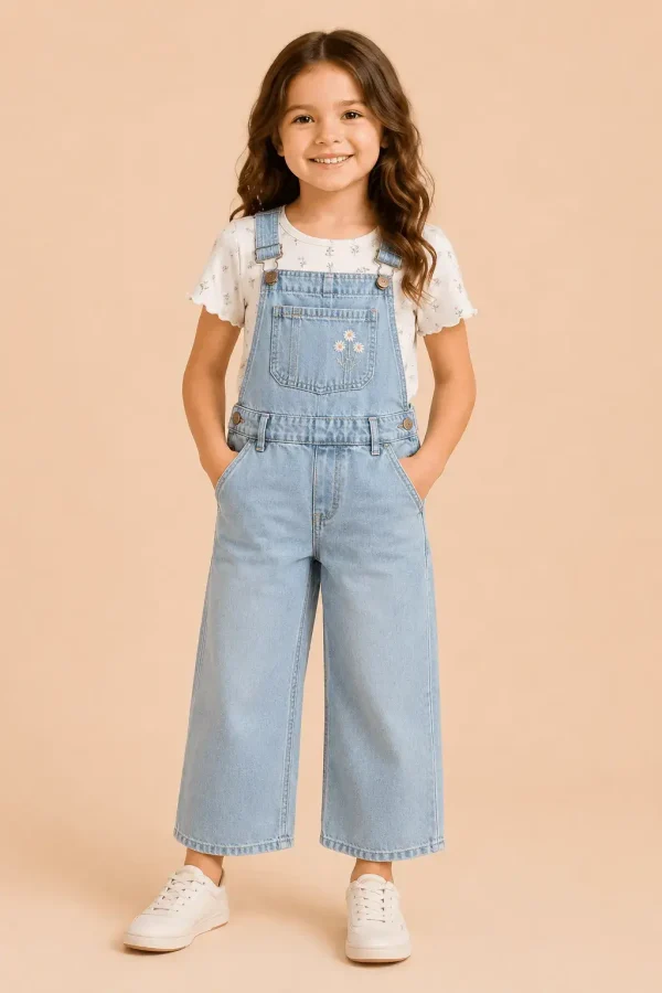 Daisy Denim Girls Dungaree Set